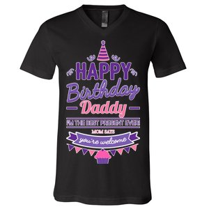 Happy Birthday Daddy Daughter  V-Neck T-Shirt