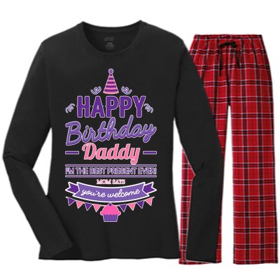 Happy Birthday Daddy Daughter  Women's Long Sleeve Flannel Pajama Set 