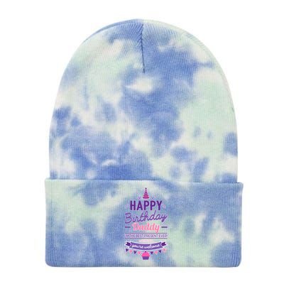 Happy Birthday Daddy Daughter  Tie Dye 12in Knit Beanie