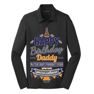 Happy Birthday Daddy Son Silk Touch Performance Long Sleeve Polo