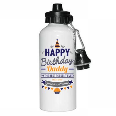 Happy Birthday Daddy Son Aluminum Water Bottle 