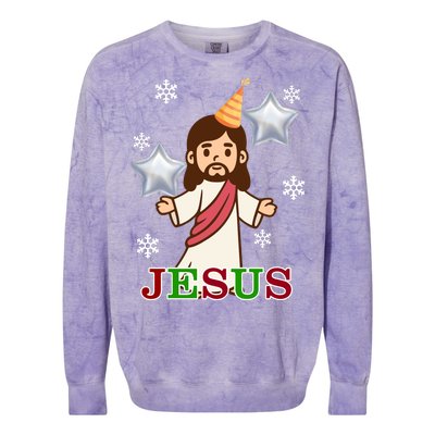 Happy Birthday Jesus Colorblast Crewneck Sweatshirt