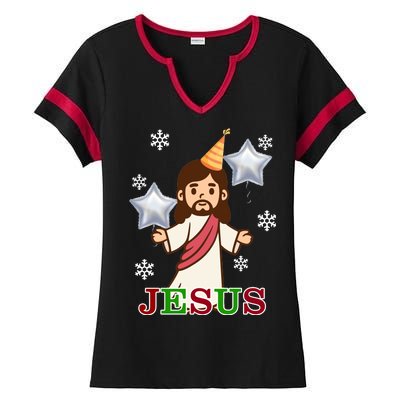 Happy Birthday Jesus Ladies Halftime Notch Neck Tee