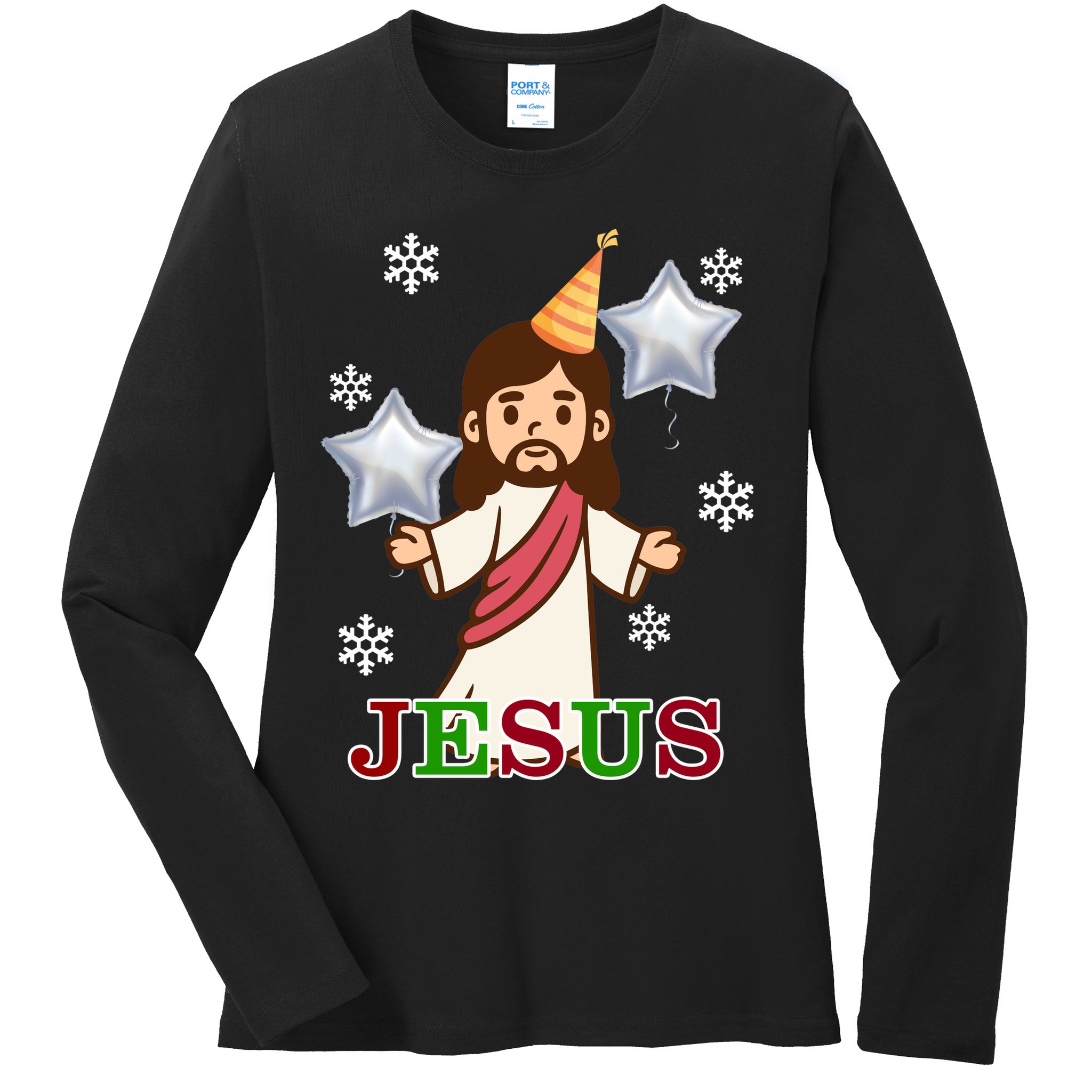 Happy Birthday Jesus Ladies Long Sleeve Shirt