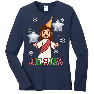 Happy Birthday Jesus Ladies Long Sleeve Shirt