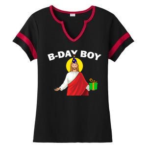 Happy Birthday Jesus! B-Day Boy Ladies Halftime Notch Neck Tee