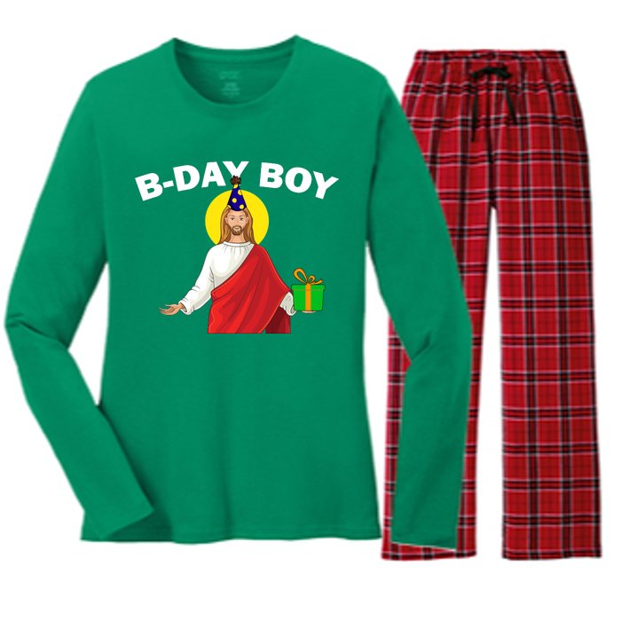 Happy Birthday Jesus! B-Day Boy Women's Long Sleeve Flannel Pajama Set 