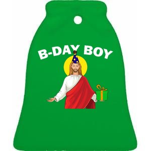 Happy Birthday Jesus! B-Day Boy Ceramic Bell Ornament