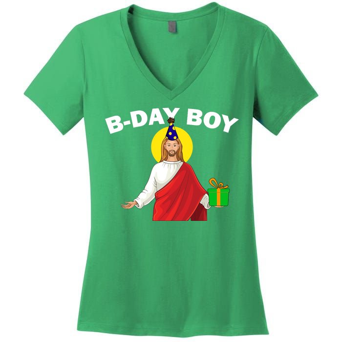 Happy Birthday Jesus! B-Day Boy Women's V-Neck T-Shirt