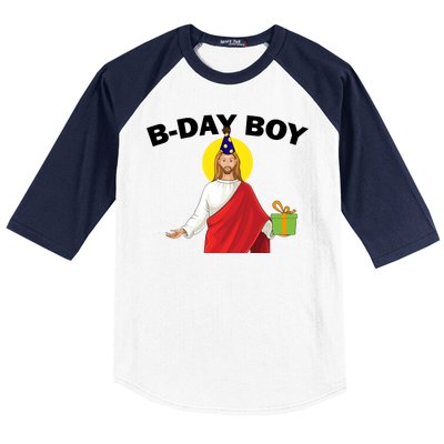 Happy Birthday Jesus! B-Day Boy Baseball Sleeve Shirt