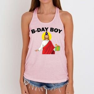 Happy Birthday Jesus! B-Day Boy Women's Knotted Racerback Tank