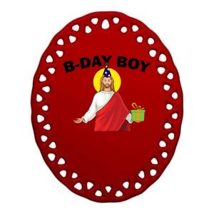 Happy Birthday Jesus! B-Day Boy Ceramic Oval Ornament