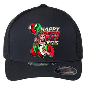 Happy Birthday Jesus Funny Christmas Birthday Boy Flexfit Unipanel Trucker Cap