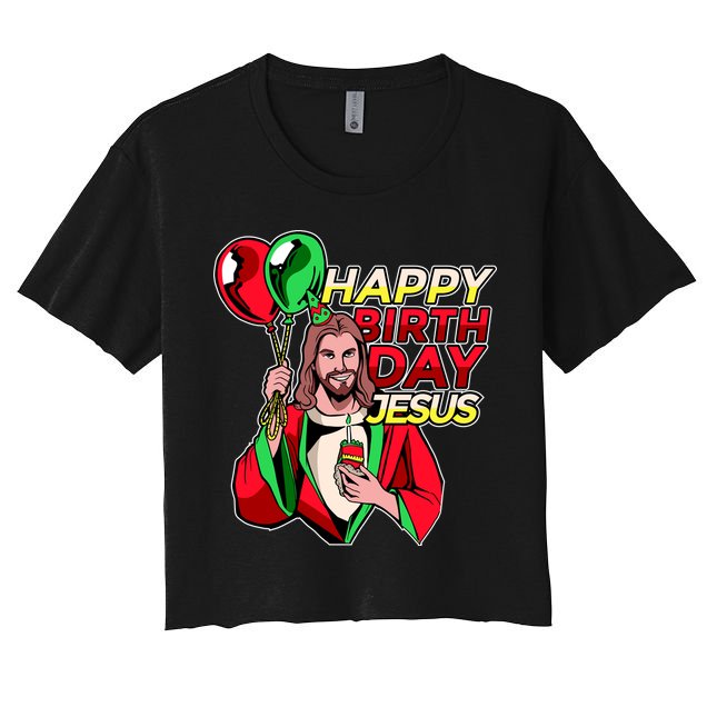 Happy Birthday Jesus Funny Christmas Birthday Boy Crop Top