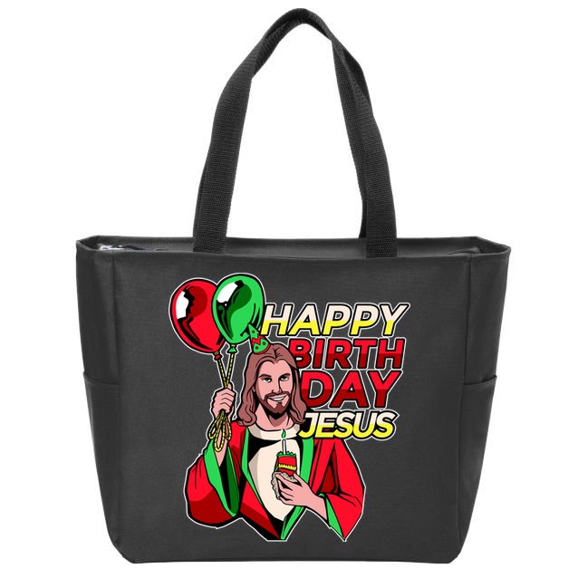Happy Birthday Jesus Funny Christmas Birthday Boy Zip Tote Bag