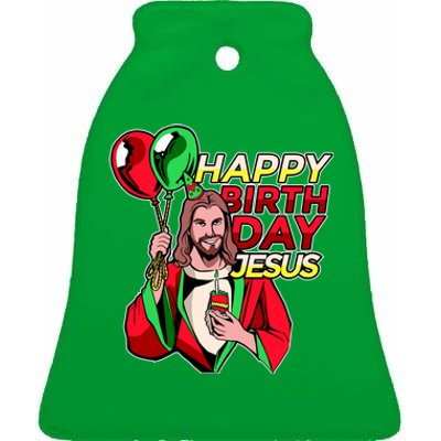 Happy Birthday Jesus Funny Christmas Birthday Boy Ceramic Bell Ornament