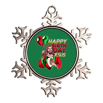 Happy Birthday Jesus Funny Christmas Birthday Boy Metallic Star Ornament