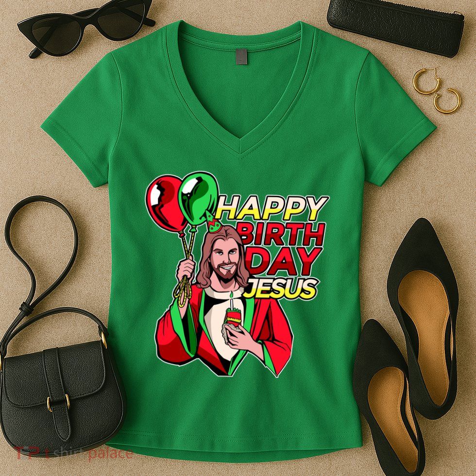 Happy Birthday Jesus Funny Christmas Birthday Boy Women's V-Neck T-Shirt