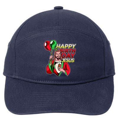 Happy Birthday Jesus Funny Christmas Birthday Boy 7-Panel Snapback Hat