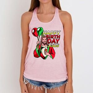 Happy Birthday Jesus Funny Christmas Birthday Boy Women's Knotted Racerback Tank