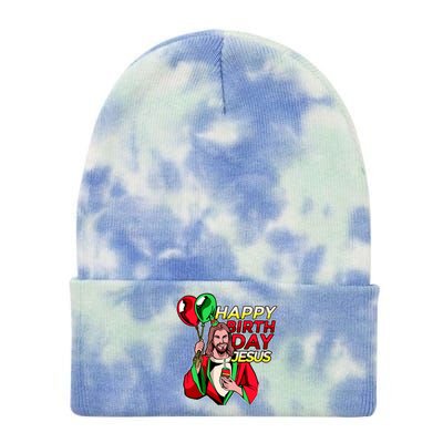 Happy Birthday Jesus Funny Christmas Birthday Boy Tie Dye 12in Knit Beanie