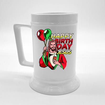 Happy Birthday Jesus Funny Christmas Birthday Boy Beer Stein