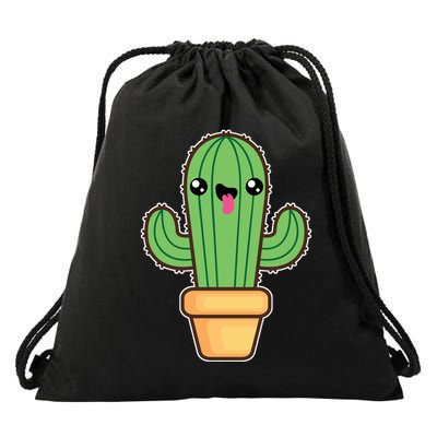 Happy Cactus Drawstring Bag