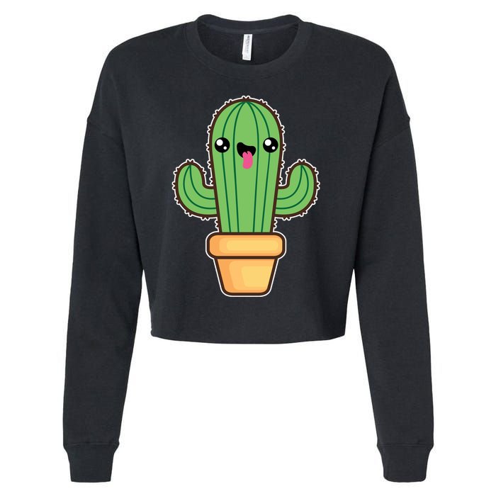 Happy Cactus Cropped Pullover Crew