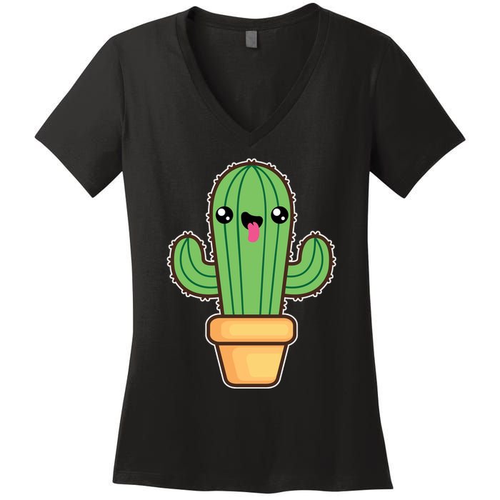 Happy Cactus Women's V-Neck T-Shirt