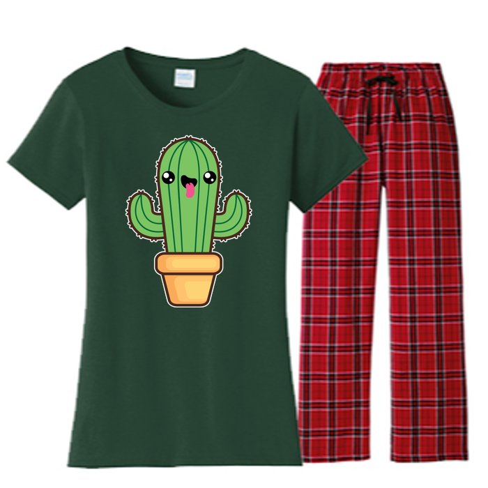 Happy Cactus Women's Flannel Pajama Set