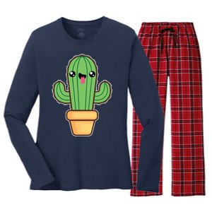 Happy Cactus Women's Long Sleeve Flannel Pajama Set 