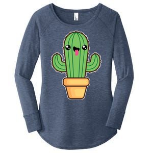 Happy Cactus Women's Perfect Tri Tunic Long Sleeve Shirt