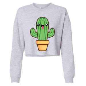 Happy Cactus Cropped Pullover Crew