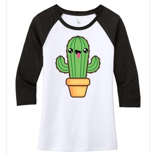 Happy Cactus Women's Tri-Blend 3/4-Sleeve Raglan Shirt