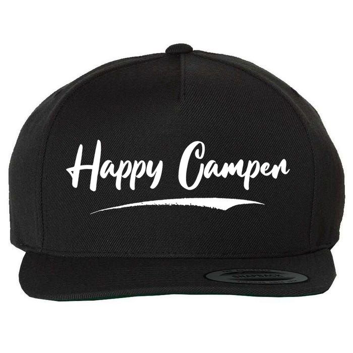 Happy Camper Wool Snapback Cap