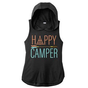 Happy Camper Funny Camping Ladies PosiCharge Tri-Blend Wicking Draft Hoodie Tank