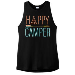 Happy Camper Funny Camping Ladies PosiCharge Tri-Blend Wicking Tank