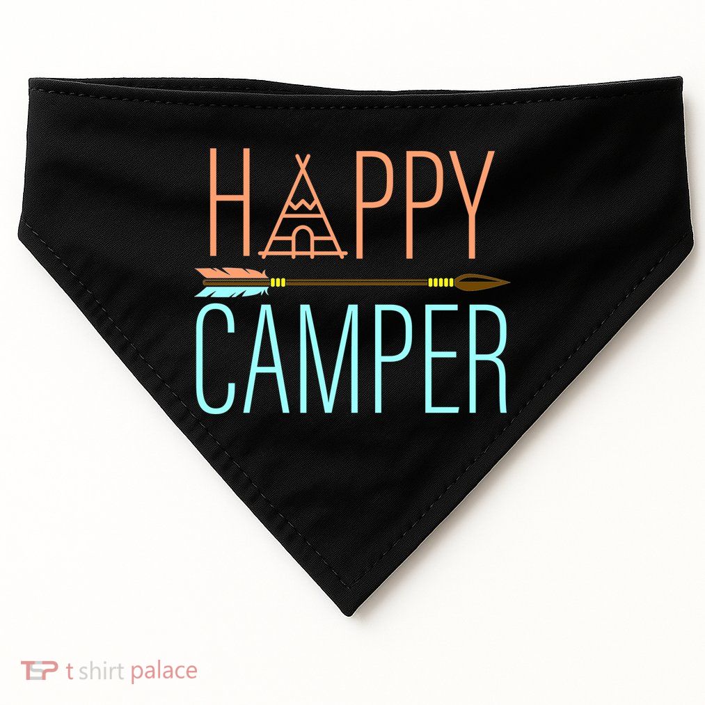 Happy Camper Funny Camping USA-Made Doggie Bandana