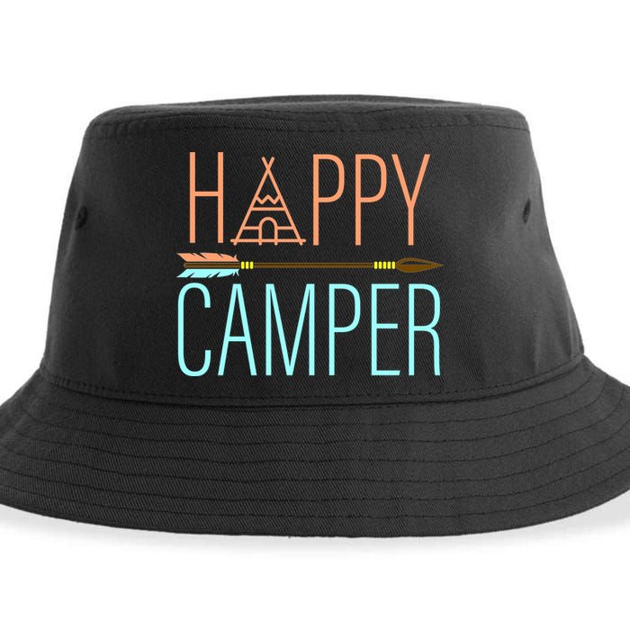 Happy Camper Funny Camping Sustainable Bucket Hat