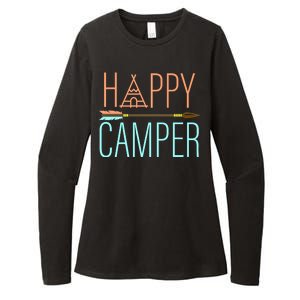 Happy Camper Funny Camping Womens CVC Long Sleeve Shirt