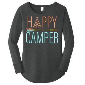 Happy Camper Funny Camping Women's Perfect Tri Tunic Long Sleeve Shirt