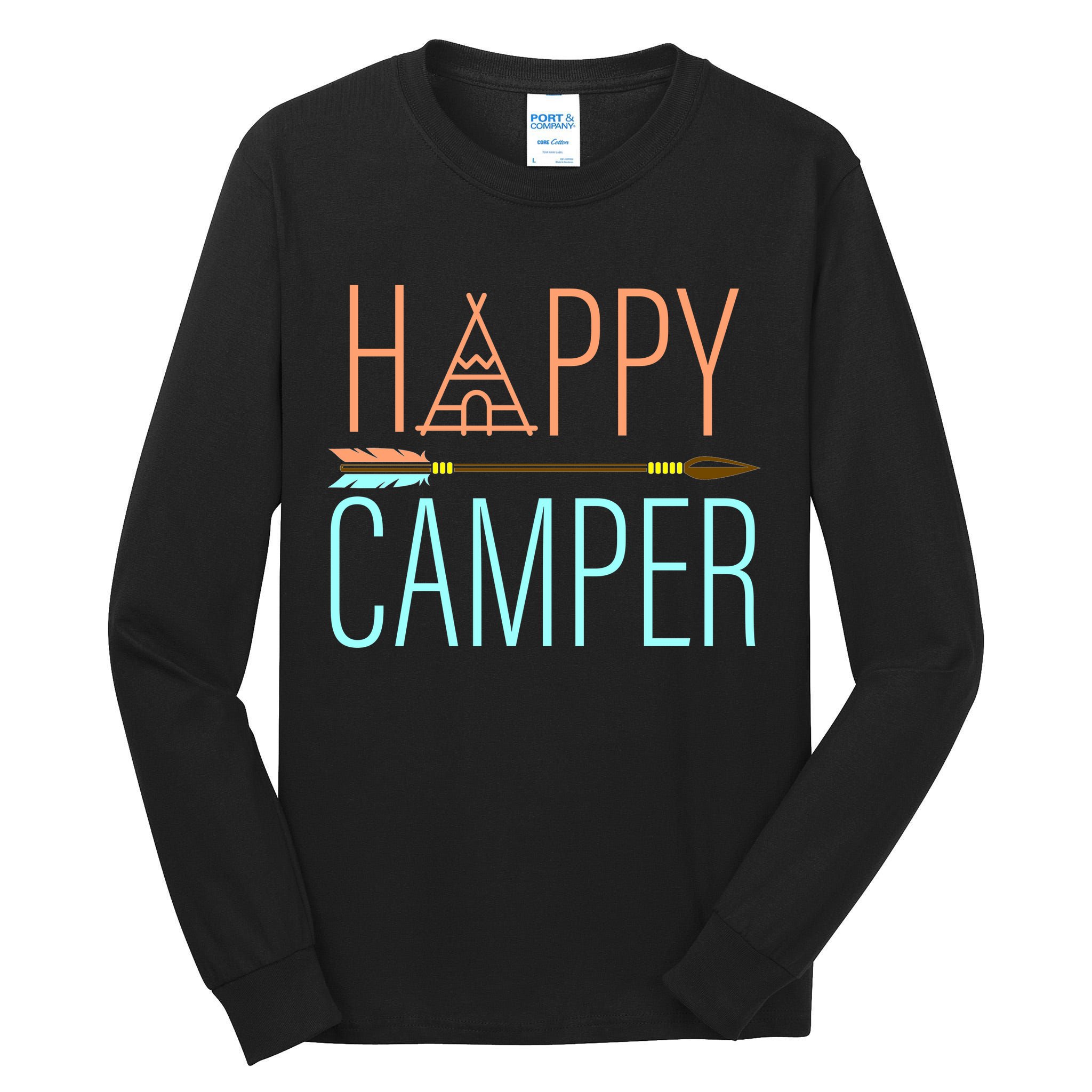 Happy Camper Funny Camping Tall Long Sleeve T-Shirt