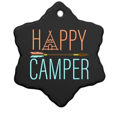 Happy Camper Funny Camping Ceramic Star Ornament