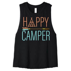 Happy Camper Funny Camping Women's Racerback Cropped Tank