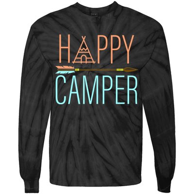 Happy Camper Funny Camping Tie-Dye Long Sleeve Shirt
