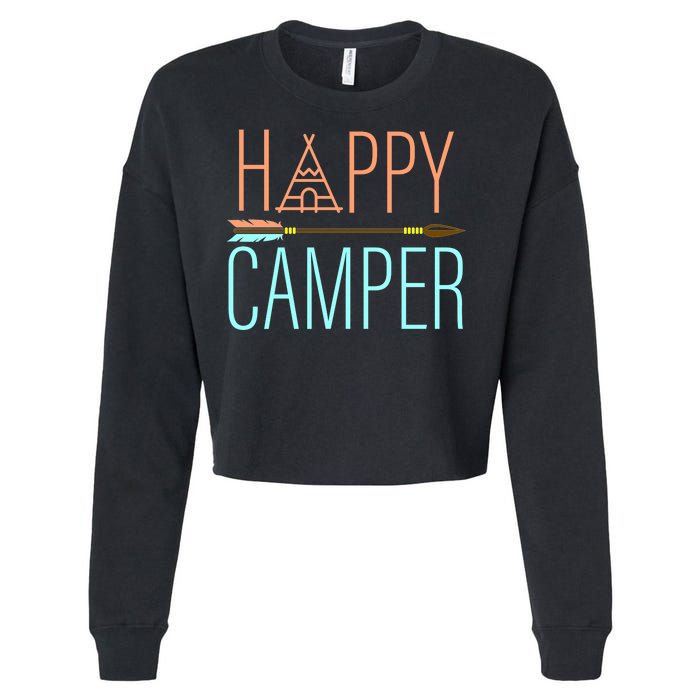 Happy Camper Funny Camping Cropped Pullover Crew