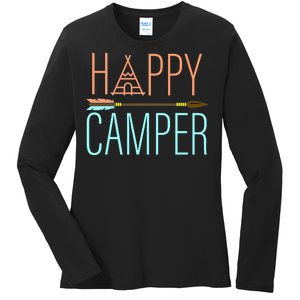 Happy Camper Funny Camping Ladies Long Sleeve Shirt