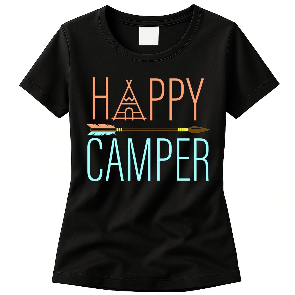 Happy Camper Funny Camping Womens T-Shirt