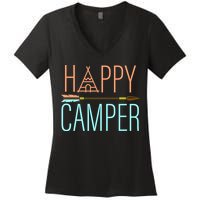 Happy Camper Funny Camping Women's V-Neck T-Shirt