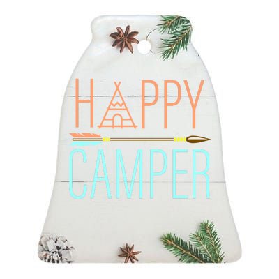 Happy Camper Funny Camping Ceramic Bell Ornament